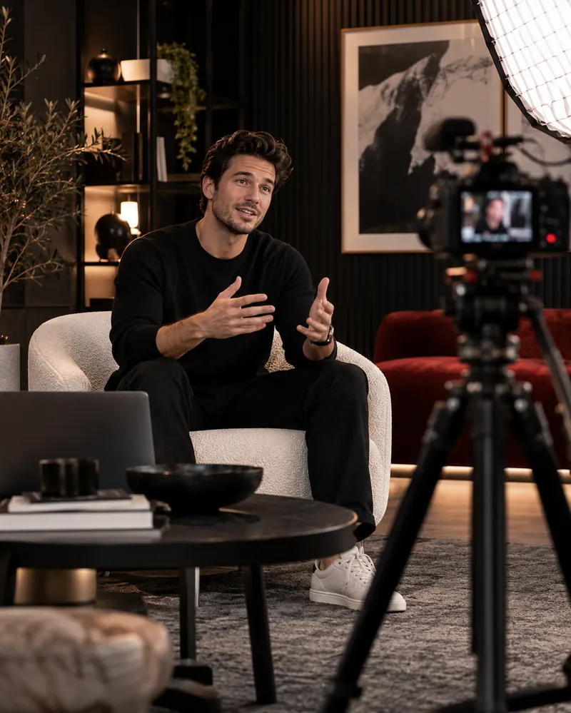 A creator on a video set