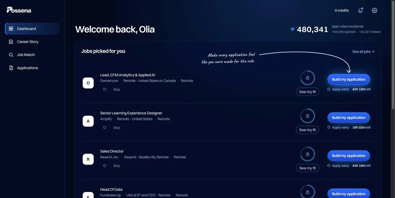 Possena dashboard